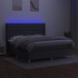 vidaXL Boxspringbett mit Matratze & LED Dunkelgrau 160x200 cm Stoff vidaXL Boxspringbett mit Matratze & LED Dunkelgrau 160x200 cm Stoff
