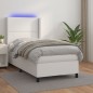 vidaXL Boxspringbett mit Matratze & LED Weiß 100x200 cm Kunstleder vidaXL Boxspringbett mit Matratze & LED Weiß 100x200 cm Kunstleder