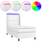 vidaXL Boxspringbett mit Matratze & LED Weiß 100x200 cm Kunstleder vidaXL Boxspringbett mit Matratze & LED Weiß 100x200 cm Kunstleder