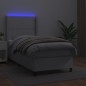 vidaXL Boxspringbett mit Matratze & LED Weiß 100x200 cm Kunstleder vidaXL Boxspringbett mit Matratze & LED Weiß 100x200 cm Kunstleder