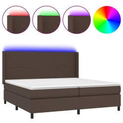 vidaXL Boxspringbett mit Matratze & LED Braun 200x200 cm Kunstleder