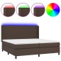 vidaXL Boxspringbett mit Matratze & LED Braun 200x200 cm Kunstleder