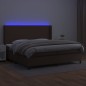 vidaXL Boxspringbett mit Matratze & LED Braun 200x200 cm Kunstleder