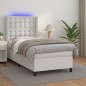 vidaXL Boxspringbett mit Matratze & LED Weiß 90x200 cm Kunstleder