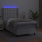 vidaXL Boxspringbett mit Matratze & LED Weiß 90x200 cm Kunstleder