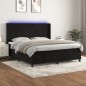 vidaXL Boxspringbett mit Matratze & LED Schwarz 160x200 cm Samt vidaXL Boxspringbett mit Matratze & LED Schwarz 160x200 cm Samt