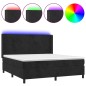 vidaXL Boxspringbett mit Matratze & LED Schwarz 160x200 cm Samt vidaXL Boxspringbett mit Matratze & LED Schwarz 160x200 cm Samt