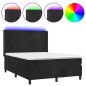 vidaXL Boxspringbett mit Matratze & LED Schwarz 140x200 cm Samt vidaXL Boxspringbett mit Matratze & LED Schwarz 140x200 cm Samt
