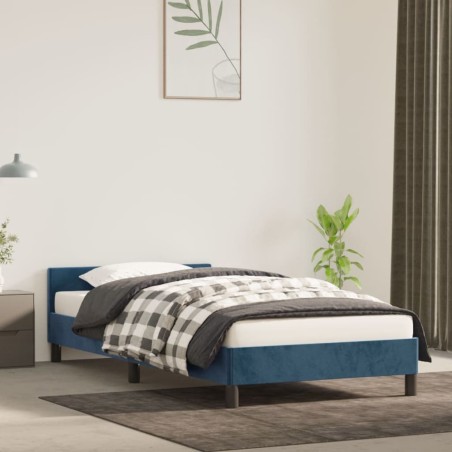 vidaXL Bettgestell mit Kopfteil Dunkelblau 90x200 cm Samt