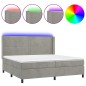 vidaXL Boxspringbett mit Matratze & LED Hellgrau 200x200 cm Samt vidaXL Boxspringbett mit Matratze & LED Hellgrau 200x200 cm Samt