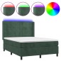 vidaXL Boxspringbett mit Matratze & LED Dunkelgrün 140x200 cm Samt vidaXL Boxspringbett mit Matratze & LED Dunkelgrün 140x200 cm Samt