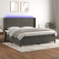 vidaXL Boxspringbett mit Matratze & LED Dunkelgrau 200x200 cm Samt vidaXL Boxspringbett mit Matratze & LED Dunkelgrau 200x200 cm Samt