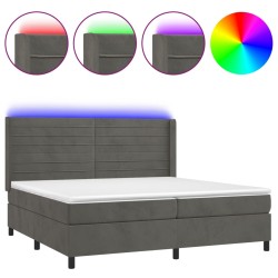 vidaXL Boxspringbett mit Matratze & LED Dunkelgrau 200x200 cm Samt