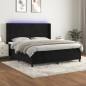 vidaXL Boxspringbett mit Matratze & LED Schwarz 160x200 cm Samt vidaXL Boxspringbett mit Matratze & LED Schwarz 160x200 cm Samt
