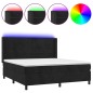 vidaXL Boxspringbett mit Matratze & LED Schwarz 160x200 cm Samt vidaXL Boxspringbett mit Matratze & LED Schwarz 160x200 cm Samt