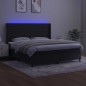 vidaXL Boxspringbett mit Matratze & LED Schwarz 160x200 cm Samt vidaXL Boxspringbett mit Matratze & LED Schwarz 160x200 cm Samt