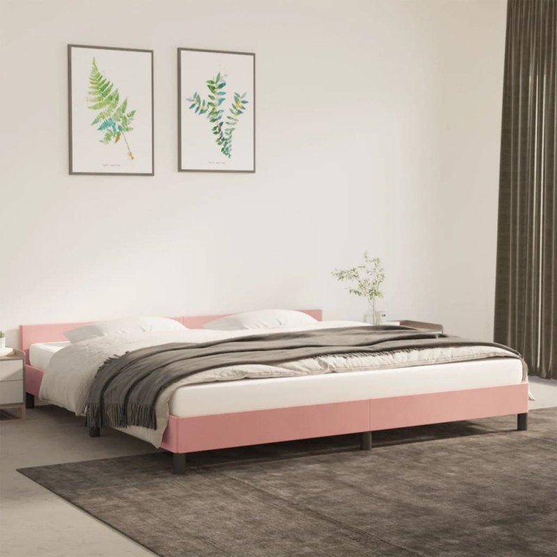 Bettgestell mit Kopfteil Rosa 200x200 cm Samt Bettgestell mit Kopfteil Rosa 200x200 cm Samt