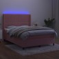 vidaXL Boxspringbett mit Matratze & LED Rosa 140x200 cm Samt vidaXL Boxspringbett mit Matratze & LED Rosa 140x200 cm Samt