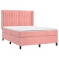 vidaXL Boxspringbett mit Matratze & LED Rosa 140x200 cm Samt vidaXL Boxspringbett mit Matratze & LED Rosa 140x200 cm Samt