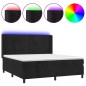 vidaXL Boxspringbett mit Matratze & LED Schwarz 180x200 cm Samt vidaXL Boxspringbett mit Matratze & LED Schwarz 180x200 cm Samt