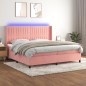 vidaXL Boxspringbett mit Matratze & LED Rosa 200x200 cm Samt vidaXL Boxspringbett mit Matratze & LED Rosa 200x200 cm Samt