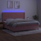 vidaXL Boxspringbett mit Matratze & LED Rosa 200x200 cm Samt vidaXL Boxspringbett mit Matratze & LED Rosa 200x200 cm Samt