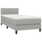vidaXL Boxspringbett mit Matratze Hellgrau 90x200 cm Stoff vidaXL Boxspringbett mit Matratze Hellgrau 90x200 cm Stoff