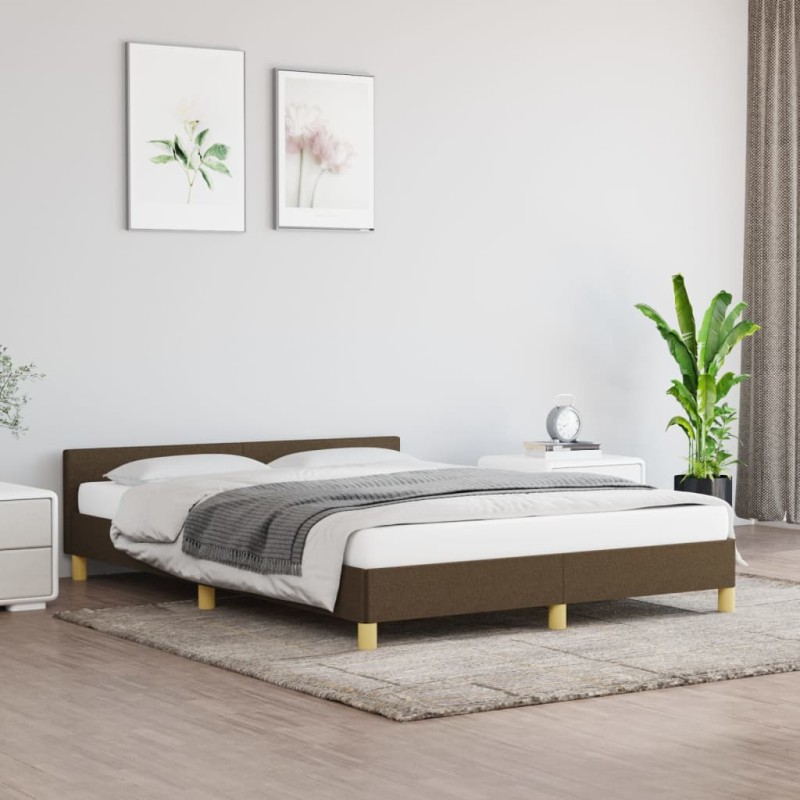 Bettgestell mit Kopfteil Dunkelbraun 140x200 cm Stoff Bettgestell mit Kopfteil Dunkelbraun 140x200 cm Stoff