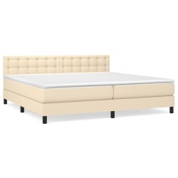 vidaXL Boxspringbett mit Matratze Creme 200x200 cm Stoff