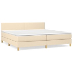 vidaXL Boxspringbett mit Matratze Creme 200x200 cm Stoff