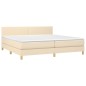 vidaXL Boxspringbett mit Matratze Creme 200x200 cm Stoff vidaXL Boxspringbett mit Matratze Creme 200x200 cm Stoff