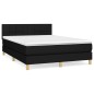vidaXL Boxspringbett mit Matratze Schwarz 140x190 cm Stoff vidaXL Boxspringbett mit Matratze Schwarz 140x190 cm Stoff