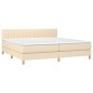 vidaXL Boxspringbett mit Matratze Creme 200x200 cm Stoff vidaXL Boxspringbett mit Matratze Creme 200x200 cm Stoff
