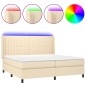 vidaXL Boxspringbett mit Matratze & LED Creme 200x200 cm Stoff vidaXL Boxspringbett mit Matratze & LED Creme 200x200 cm Stoff