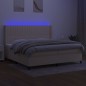 vidaXL Boxspringbett mit Matratze & LED Creme 200x200 cm Stoff vidaXL Boxspringbett mit Matratze & LED Creme 200x200 cm Stoff