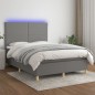 vidaXL Boxspringbett mit Matratze & LED Dunkelgrau 140x200 cm Stoff vidaXL Boxspringbett mit Matratze & LED Dunkelgrau 140x200 cm Stoff