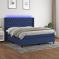vidaXL Boxspringbett mit Matratze & LED Blau 160x200 cm Stoff vidaXL Boxspringbett mit Matratze & LED Blau 160x200 cm Stoff
