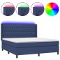 vidaXL Boxspringbett mit Matratze & LED Blau 160x200 cm Stoff vidaXL Boxspringbett mit Matratze & LED Blau 160x200 cm Stoff