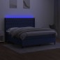 vidaXL Boxspringbett mit Matratze & LED Blau 160x200 cm Stoff vidaXL Boxspringbett mit Matratze & LED Blau 160x200 cm Stoff