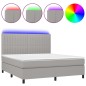 vidaXL Boxspringbett mit Matratze & LED Hellgrau 160x200 cm Stoff vidaXL Boxspringbett mit Matratze & LED Hellgrau 160x200 cm Stoff