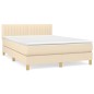 vidaXL Boxspringbett mit Matratze Creme 140x200 cm Stoff vidaXL Boxspringbett mit Matratze Creme 140x200 cm Stoff