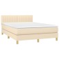 vidaXL Boxspringbett mit Matratze Creme 140x200 cm Stoff vidaXL Boxspringbett mit Matratze Creme 140x200 cm Stoff
