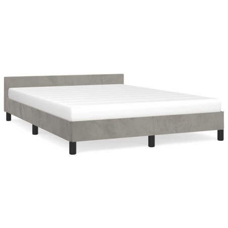 Bettgestell mit Kopfteil Hellgrau 140x190 cm Samt
