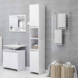 vidaXL Badezimmerschrank Weiß 30x30x183,5 cm Holzwerkstoff