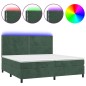 vidaXL Boxspringbett mit Matratze & LED Dunkelgrün 200x200 cm Samt vidaXL Boxspringbett mit Matratze & LED Dunkelgrün 200x200 cm Samt