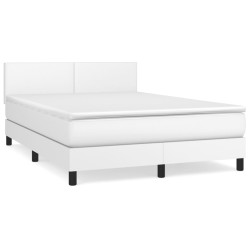 vidaXL Boxspringbett mit Matratze Weiß 140x190 cm Kunstleder