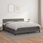 vidaXL Boxspringbett mit Matratze Grau 160x200 cm Kunstleder vidaXL Boxspringbett mit Matratze Grau 160x200 cm Kunstleder