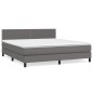 vidaXL Boxspringbett mit Matratze Grau 160x200 cm Kunstleder vidaXL Boxspringbett mit Matratze Grau 160x200 cm Kunstleder