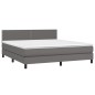 vidaXL Boxspringbett mit Matratze Grau 160x200 cm Kunstleder vidaXL Boxspringbett mit Matratze Grau 160x200 cm Kunstleder