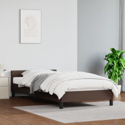 Bettgestell mit Kopfteil Braun 90x190 cm Kunstleder